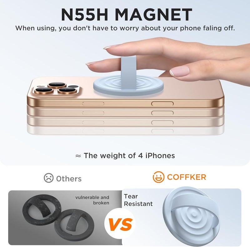 COFFKER Magnetic Phone Grip Ring Holder, Liquid Silicone Magnet Cell Phone Grip Finger Loop, Compatible with Magsafe, Back of Phone for iPhone 17/16/15/14/13/12 Series, Baby Blue - Image 5